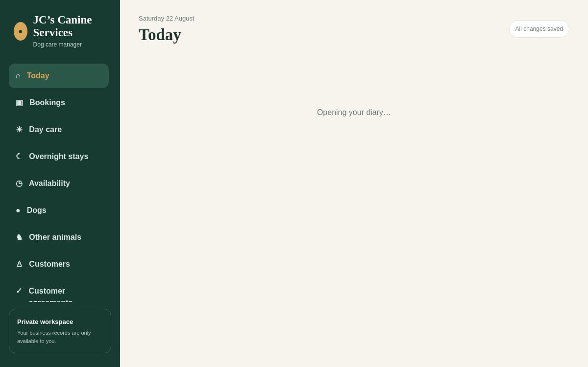 Pet Care Business Manager app dashboard